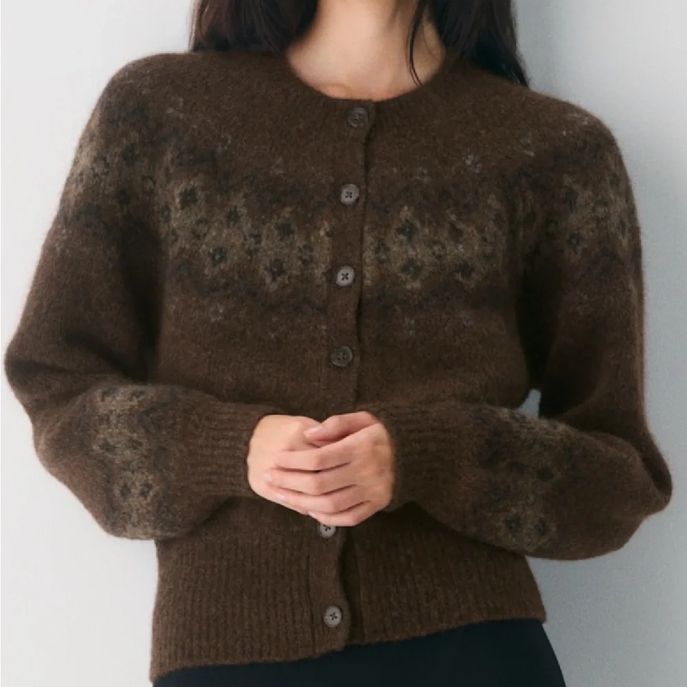 NWT Aritzia Wilfred Chorus fair isle cardigan - Picture 3 of 10